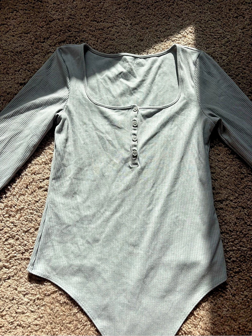 American Eagle Ribbed Long Sleeve Bodysuit Gray Size Medium Like New